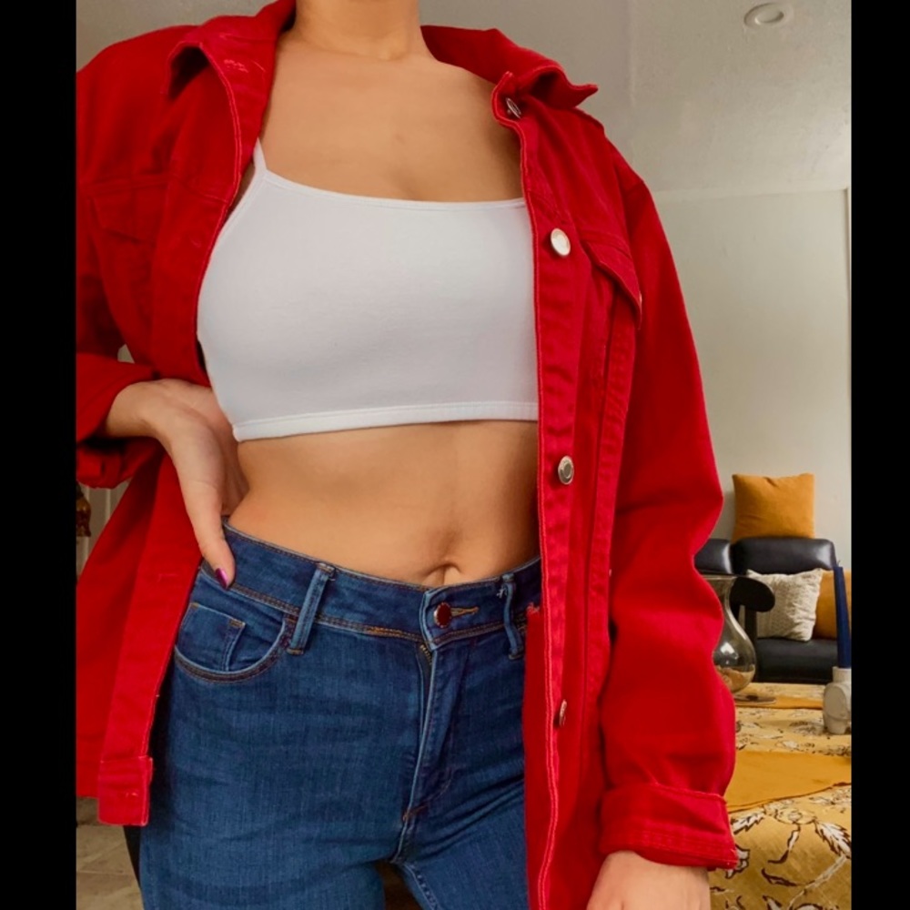 Red Denim Jean Jacket